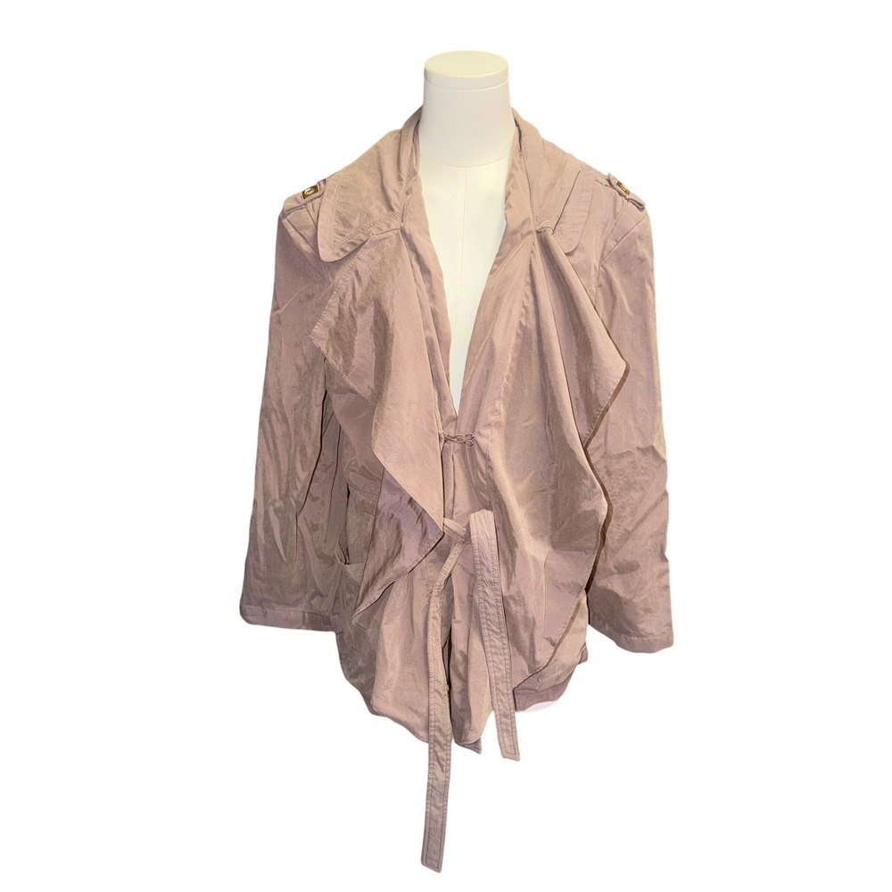 Yoana Baraschi Drape Front Utility Trench Jacket Mauve Taupe Womens Size Medium